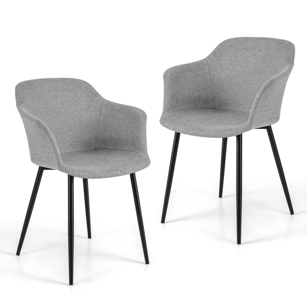 Set – med matsalsstolar stoppad ergonomiskt ryggstöd brutet – 2 – Ljusgrå