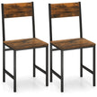 Set – med matstolar industriköksstolar metallram Rustikbrun – 2 44 x 40 x 87 cm – Rustik brun