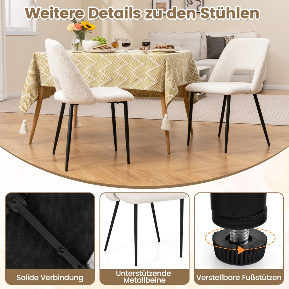 Set – med matsalsstolar stoppade köksstolar ryggstöd – 2 48,5 x 57 x 85 cm – Beige