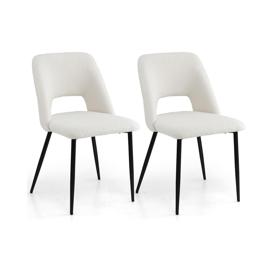 Set – med matsalsstolar stoppade köksstolar ryggstöd – 2 48,5 x 57 x 85 cm – Beige