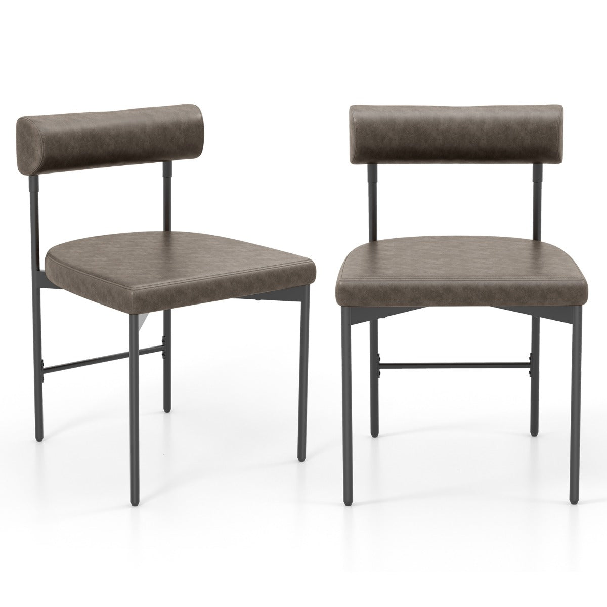 Set – med matsalsstolar köksstolar av PVC läder vadderat ryggstöd grått – 2 – Grå