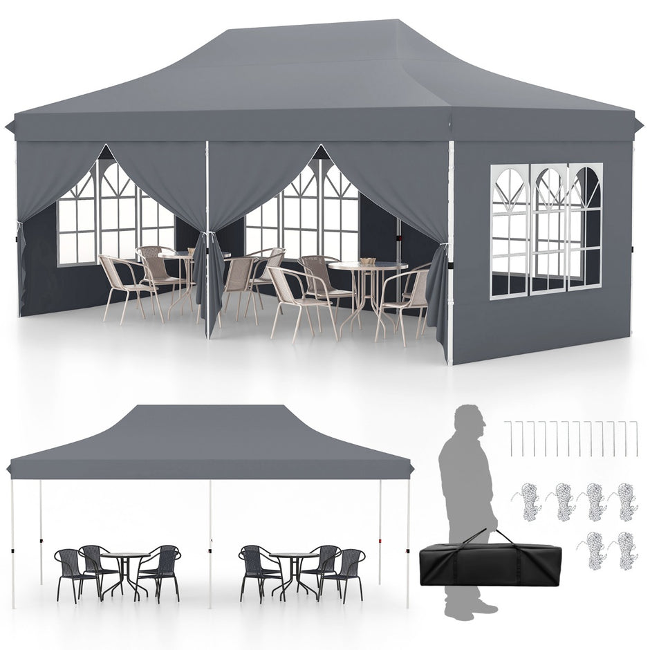 Stort – evenemangstält med löstagbara sidoväggar, höjdjusterbart partytält grått – 6 300 x 600 cm – Grå