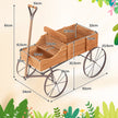 Blomsterställ – trävagn växtvagn blomstervagn med hjul av metall – 62 x 34 x 60 cm – Orange