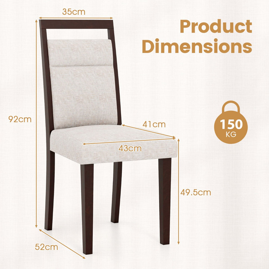 pack – stoppade matsalsstolar Köksstol med sits och lutbart ryggstöd – 2 – Beige