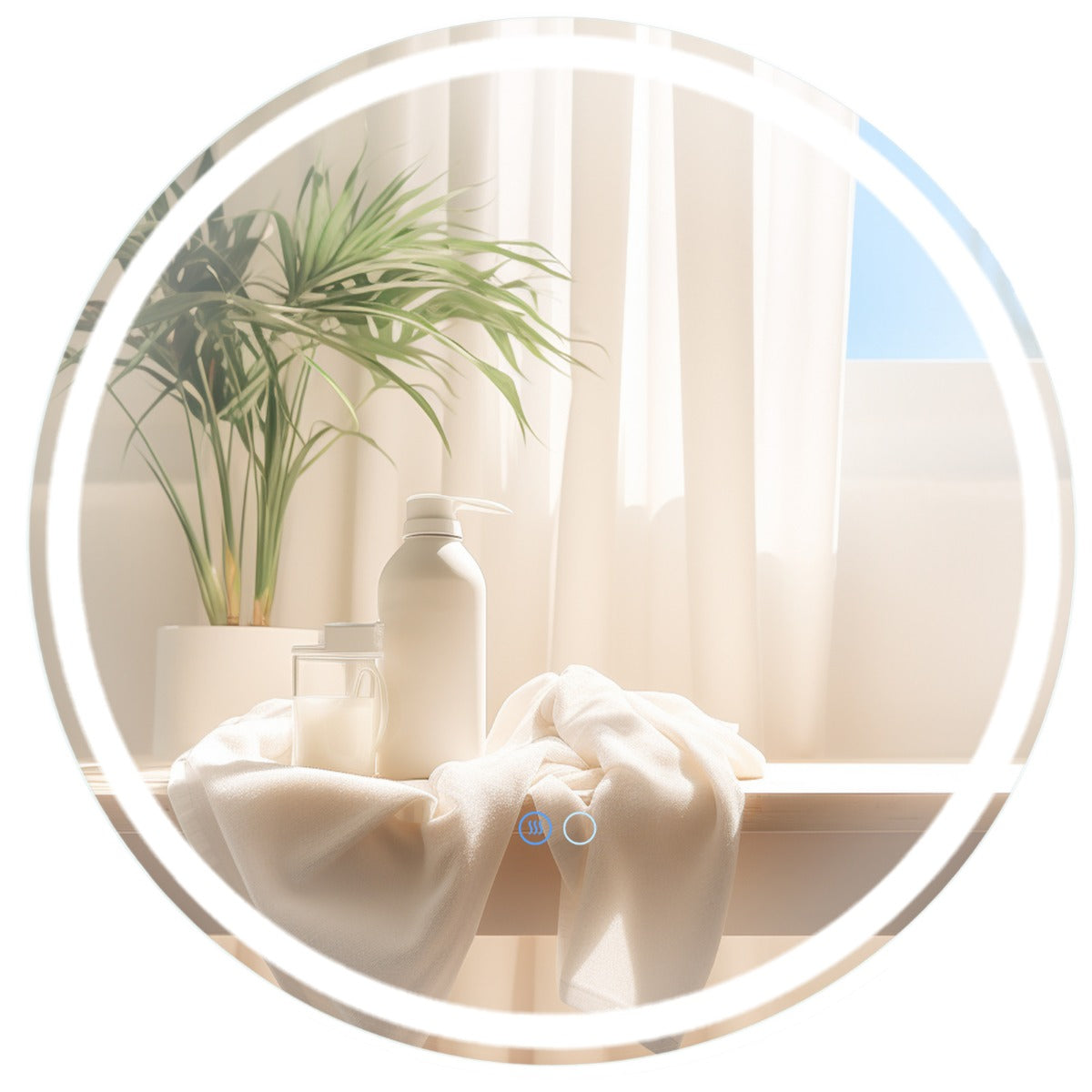 LED badrumsspegel – med belysning rund anti dim – 60 cm – Silver