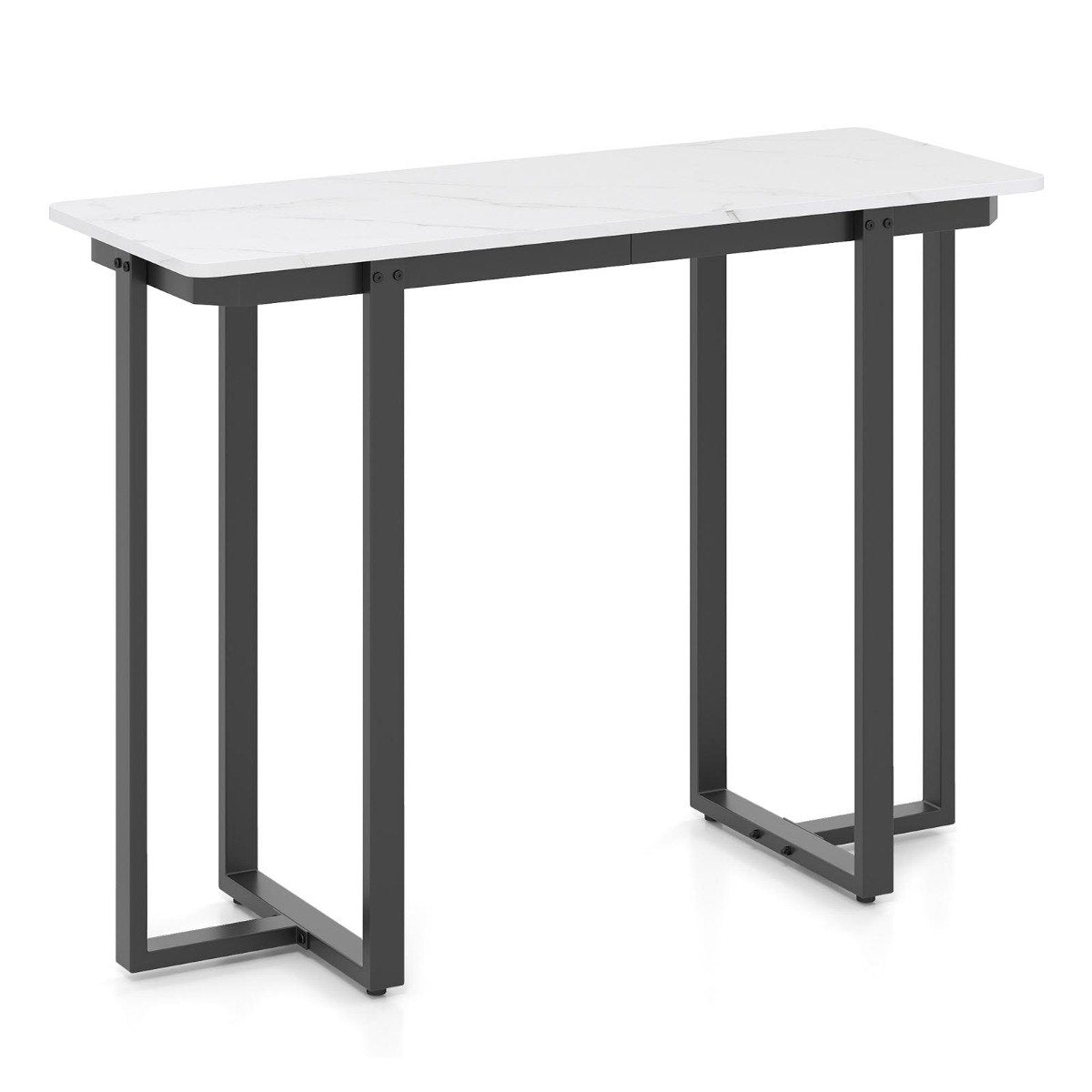 Konsolbord – smalt modernt entrébord med marmorutseende – 107 x 40 x 79,5 cm – Svart