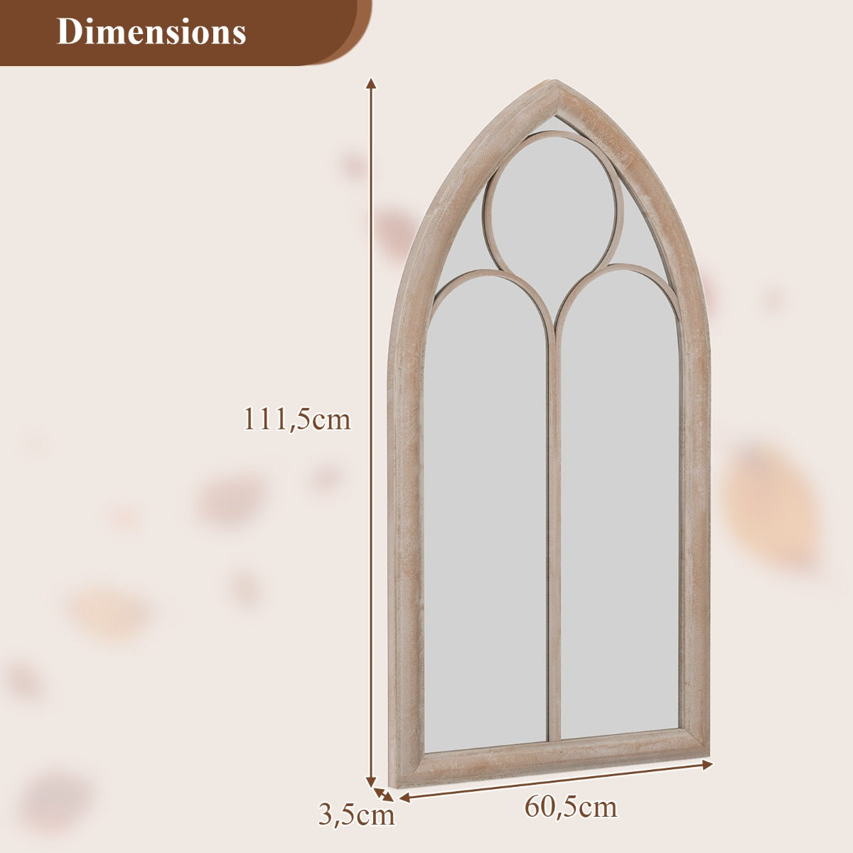 Farmhouse – fönsterram spegel böjd med metallram – 111,5 x 60,5 x 3,5 cm – Grå