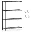 vånings – metall ställhylla med krokar och justerbara hyllor tunglasthylla – 4 4 91 x 35 x 138,5 cm – Svart