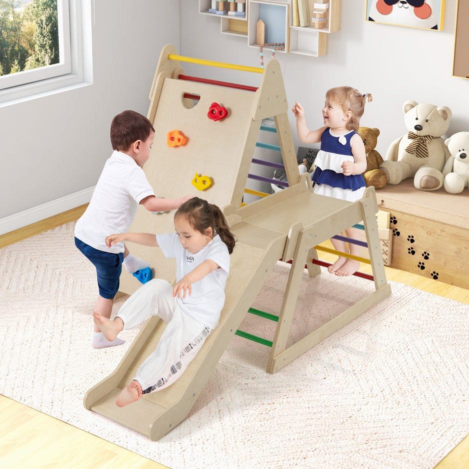 I – Kletterleiter och Klettervägg Rutsche Inomhus Klettergerüst För Klettern Färgfull – 3 1 – Färgglad