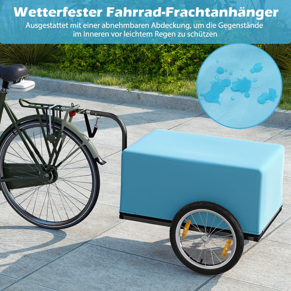 Cykelsläp – Lastvagn Vikbar med lock och koppling reflektorer – 145,5 x 61 x 58 cm – Svart
