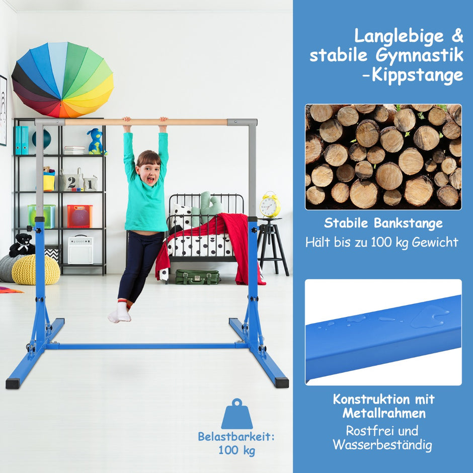 Vikbar – gymnastikstång för barn Vacklingsfri hemträningsutrustning (90-150) cm – 136 x 172 x – Blå