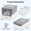 Fällbar – kattlåda med lock, utdragbar bricka och ingång framtill – Grå