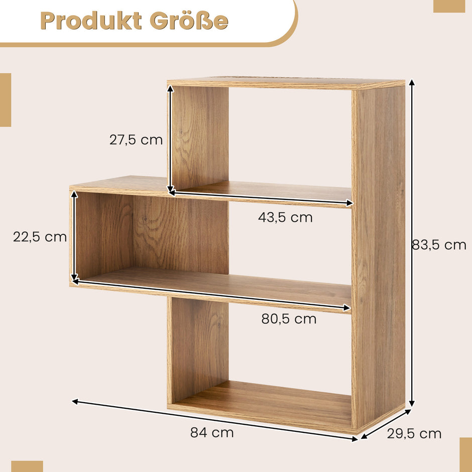 Konvexa – bokhylla med tippskydd nivåer stående rumsavdelare – 3 29,5 x 84 x 83,5 cm – Natur