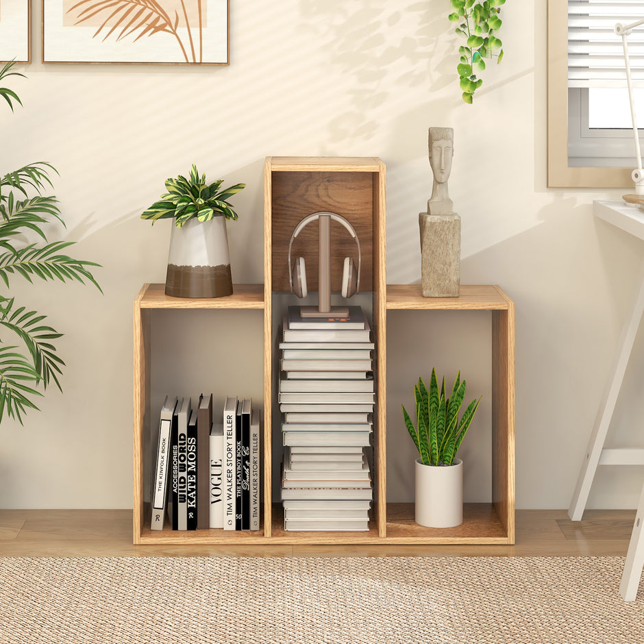 Konvexa – bokhylla med tippskydd nivåer stående rumsavdelare – 3 29,5 x 84 x 83,5 cm – Natur