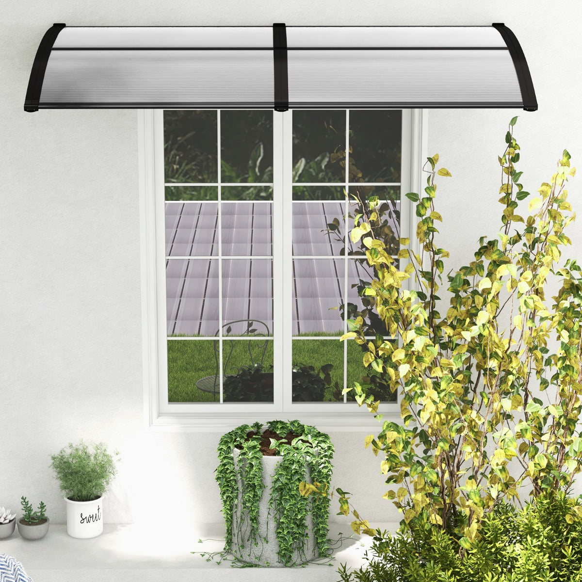 Kapell – för ytterdörr takbeläggning infälld transparent – 199 x 99 cm – Grå