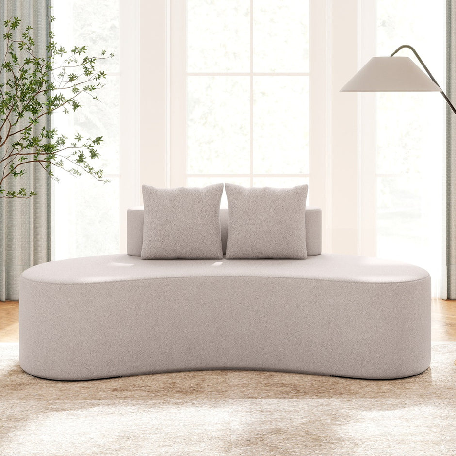 Sofa – med Kudd och Låg Ryggstöd Sängsoffa Sitssoffa – 2 199 cm – Grå