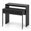 Utdragbart – skrivbord, mindre datortabell med lådor och hjul – 2 100 x 63 x 88 cm – Svart