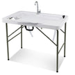 Fiskrengöringsbord – Fällbart filébord – 101,5 x 65,5 x 107,5 cm – Vit