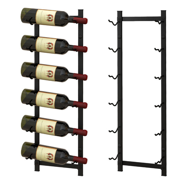 Vinställsvägg – för vinflaskor flaskhållare av metall – 6 22 x 13,5 x 73 cm – Svart
