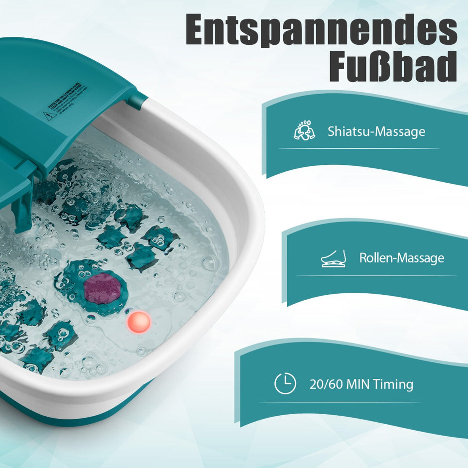 Fotbadsmassager – Fotmassage Spa med fjärrkontroll Vikbar – 33,5 x 41 x 20,5 cm – Blå