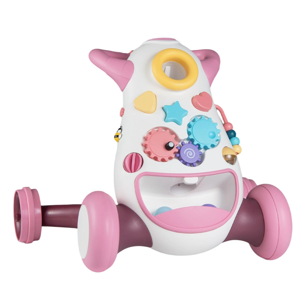Gåstol – Baby Walker med musik och ljus gånghjälp formsorterare roterande kugghjul – Rosa