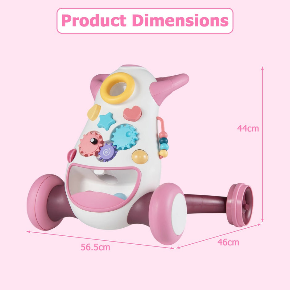 Gåstol – Baby Walker med musik och ljus gånghjälp formsorterare roterande kugghjul – Rosa