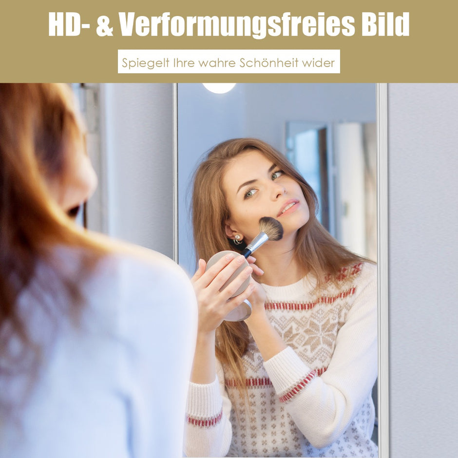 Hellängdsspegel – med höjdjusterbara hängkrokar Väggspegel – 37 x 120 cm – Silver