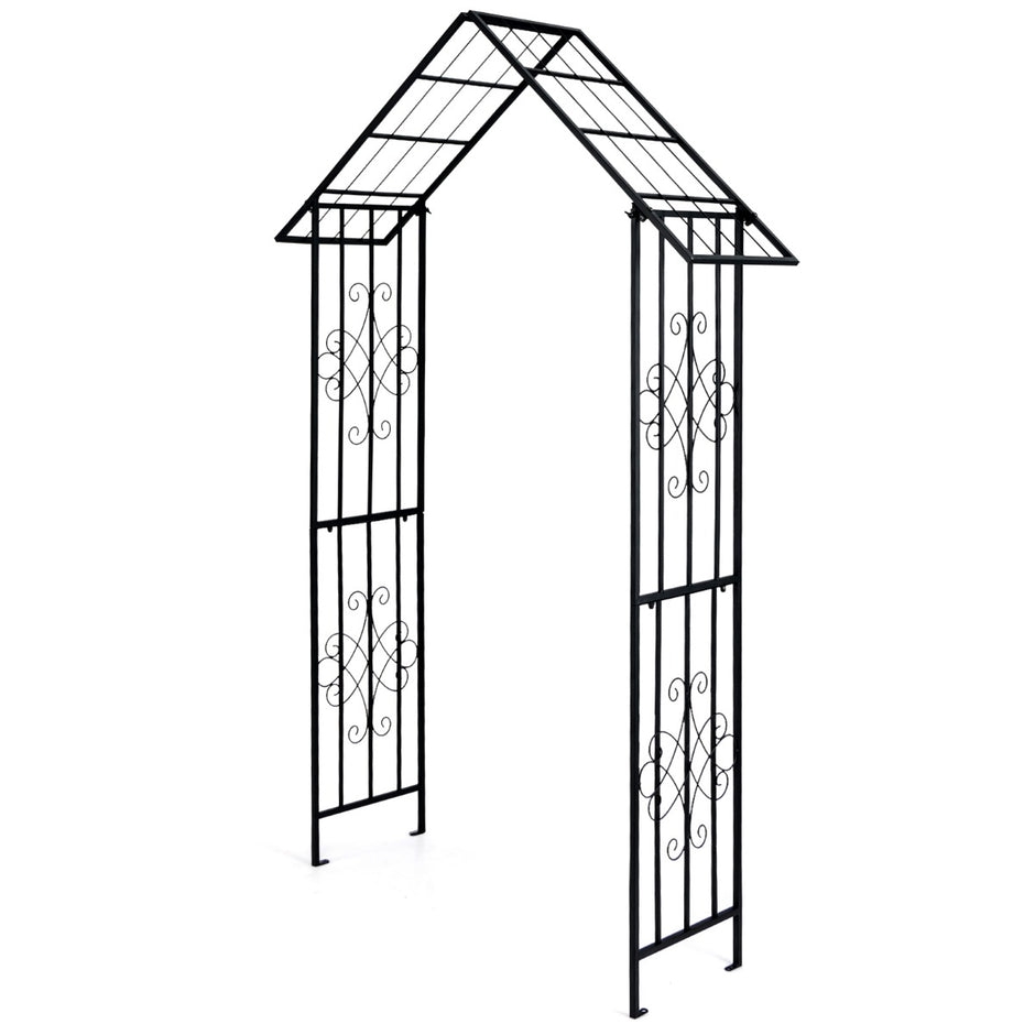 Rose – Arch Metal Trädgårdsbåge för klätterväxter Spaljébåge bröllopsfest på bakgården – 140 x 40 x 223 cm – Svart