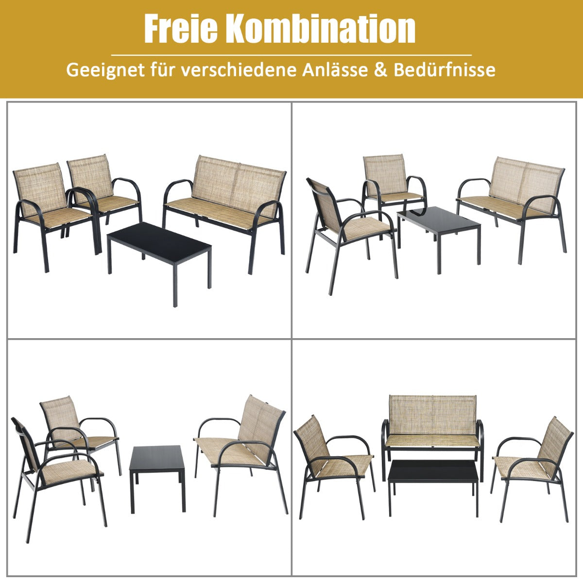 stycken – Trädgårdsmöbelset med bänk och stolar soffbord Lounge Balkongmöbelset – 4 2 – Brun