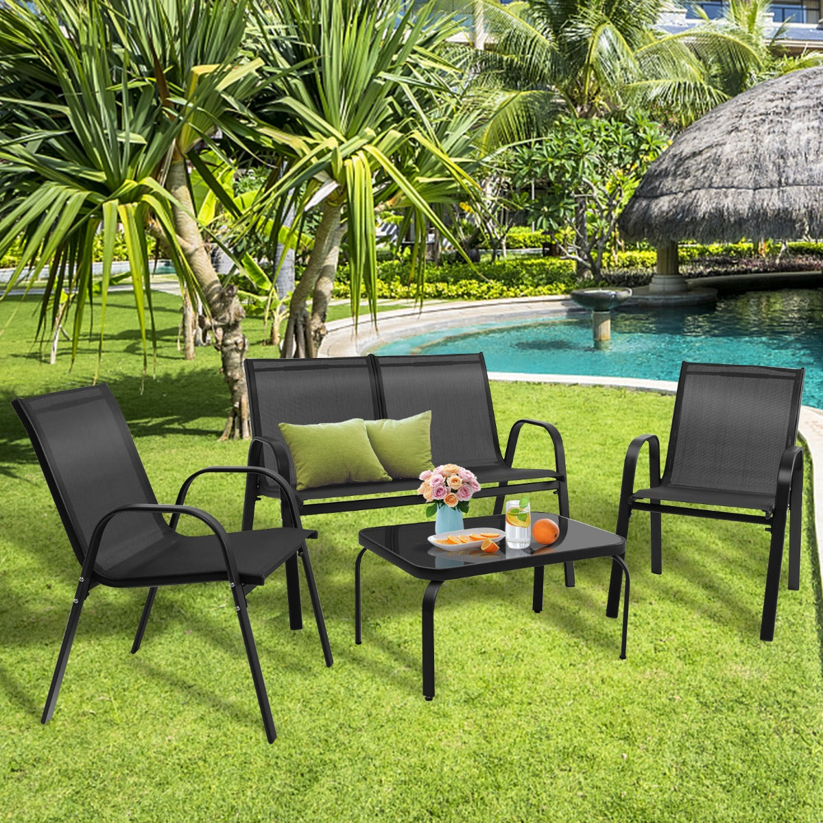 delar – utemöblersset samtalsset med soffbord – 4 51 x 71 x 35 cm – Grå