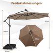 Fribärande – parasoll med solar LED lampor och sandsäckar vev UV skydd – 40 Ø 300 cm – Brun