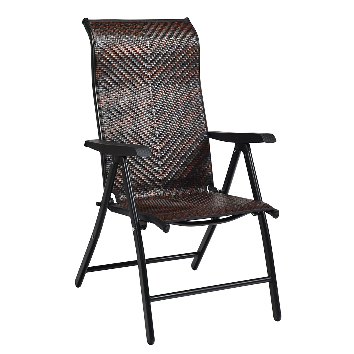 Trädgårdsstol – polyrattan hopfällbar med vägs justerbart ryggstöd – 5 69 x 58 x 85-112 cm – Brun