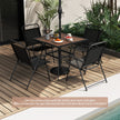 Trädgårdsbord – med bordsskiva i trälook. Terrassbord justerbart paraplyhål – 85 x 85 x 74 cm – Brun
