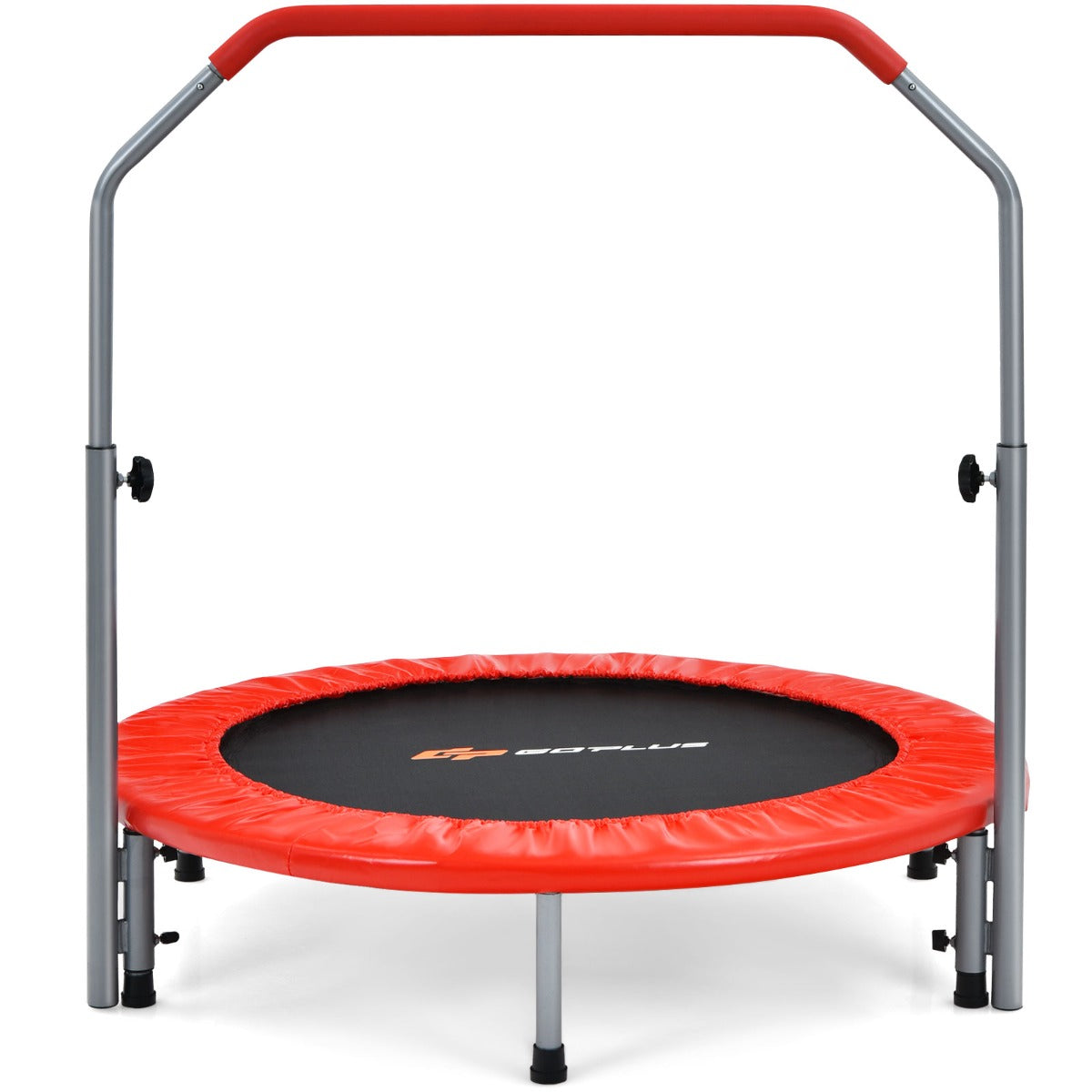 Vikbar – ministudsmatta med höjdjusterbart handtag Fitnessstudsmatta – Ø 101 cm – Röd