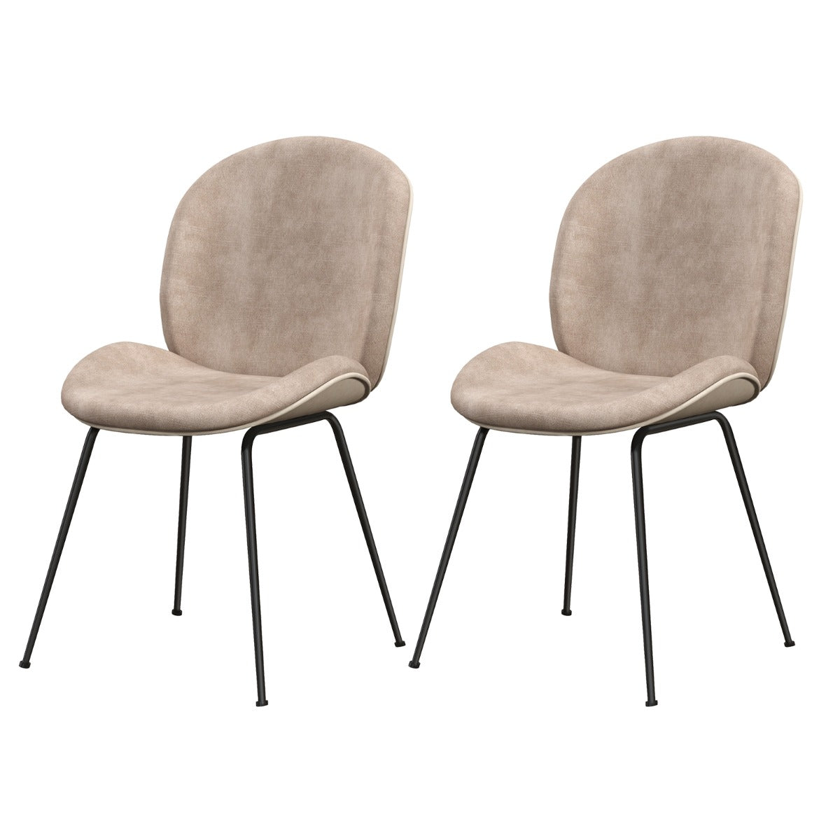 Set – med matsalsstolar metallram köksstol stoppad – 2 49 x 65 x 87 cm – Kaffe