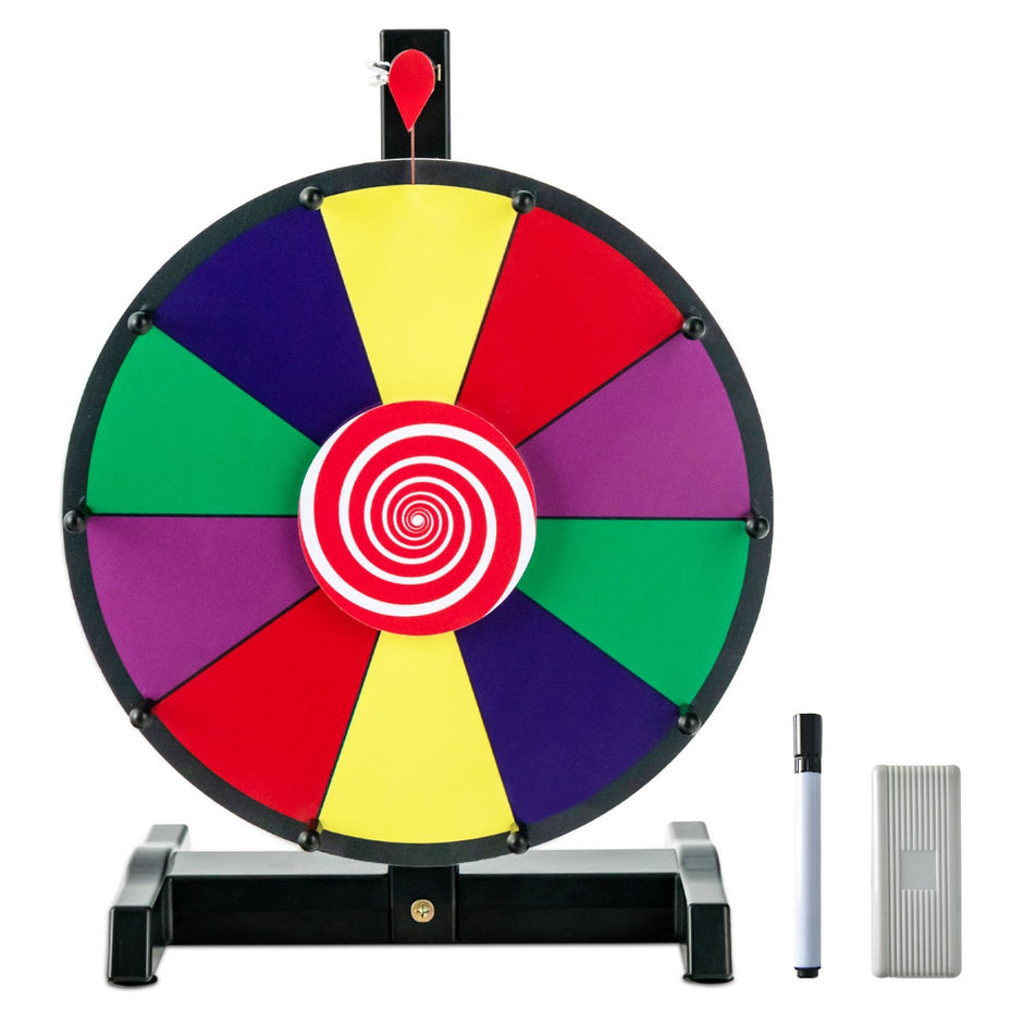 12" – snurrhjul med suddgummi och tuschpenna Lucky Wheel för lotterispel ordspel – Färgglad