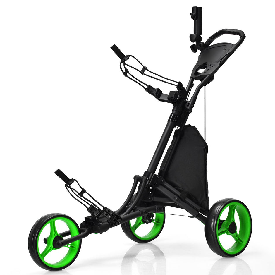 Golfvagn – hjul hopfällbar – 3 121 x 70 x 99,5-114,5 cm – Grön