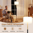 Stående – lampa med linneskärm, E27 sockel och fotbrytare – 165 cm – Svart