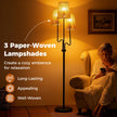 Golvlampa – Lågig Stehlampa Med Metallbas och Pappersflätad Lampskärm Läslampa – 3 175 cm – Svart