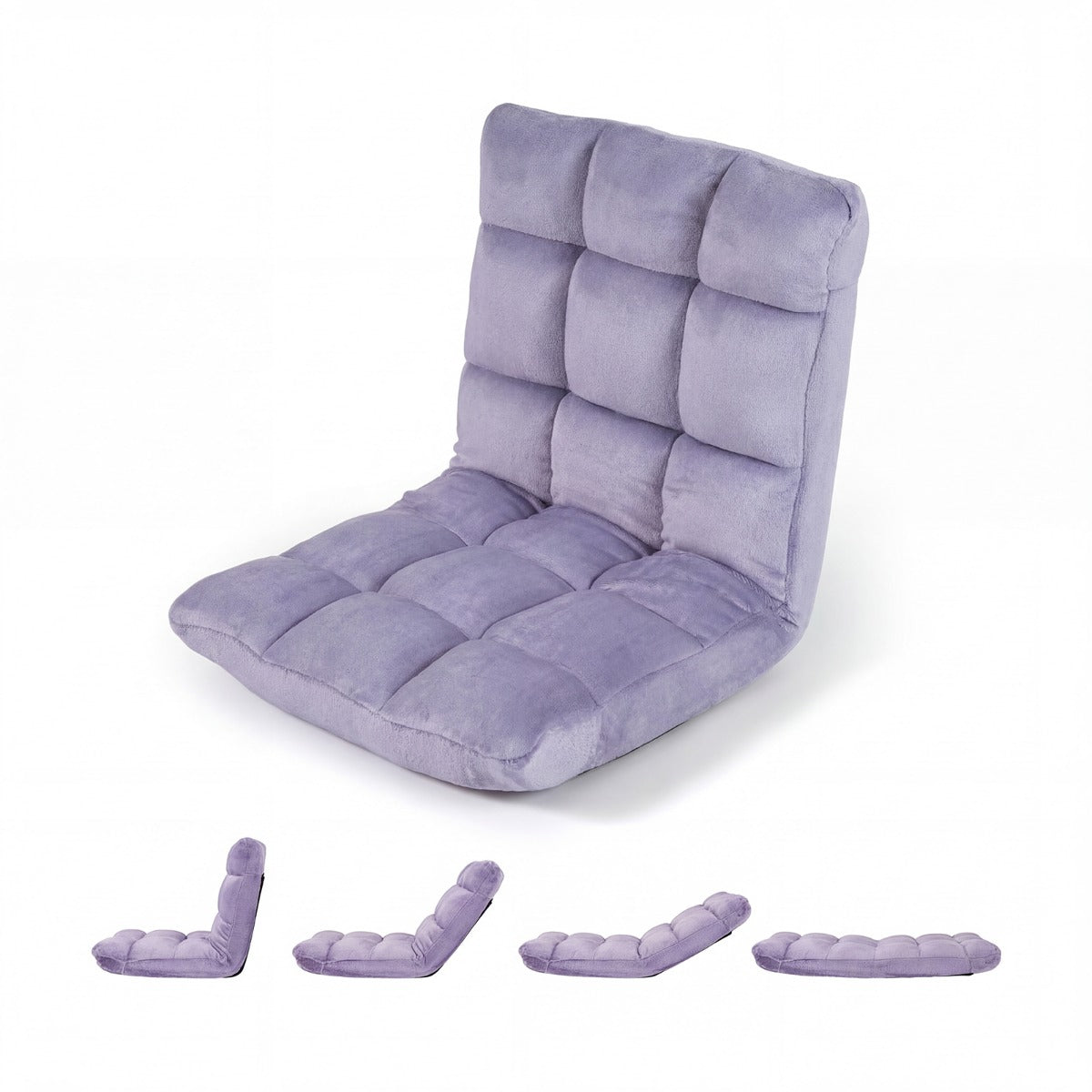 Klappbarer – Bodenstuhl Bodensessel mit Verstellbarer Rückenlehne Hochdichtem Schaumstoff – Violett