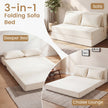 Fällbar – sängsoffa i i chenille med kudde för vardagsrum, sovrum och hemtkontor – 3 1 2 – Beige