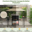 Grillpaviljong – med dubbelt tak och sidohyllor metallkorg Grillöverdrag Grillskydd – Beige