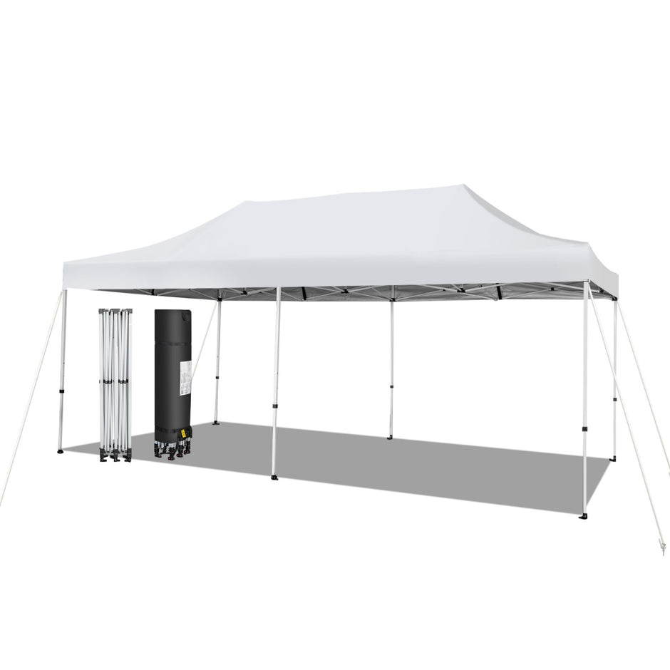 Stort – pop up kapelltält Omedelbart solskydd med hjul – 600 x 300 cm – Vit