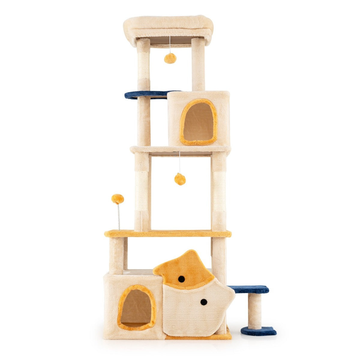 Stor – klösstång med fiskdesign för katter Klättringsträd – Beige