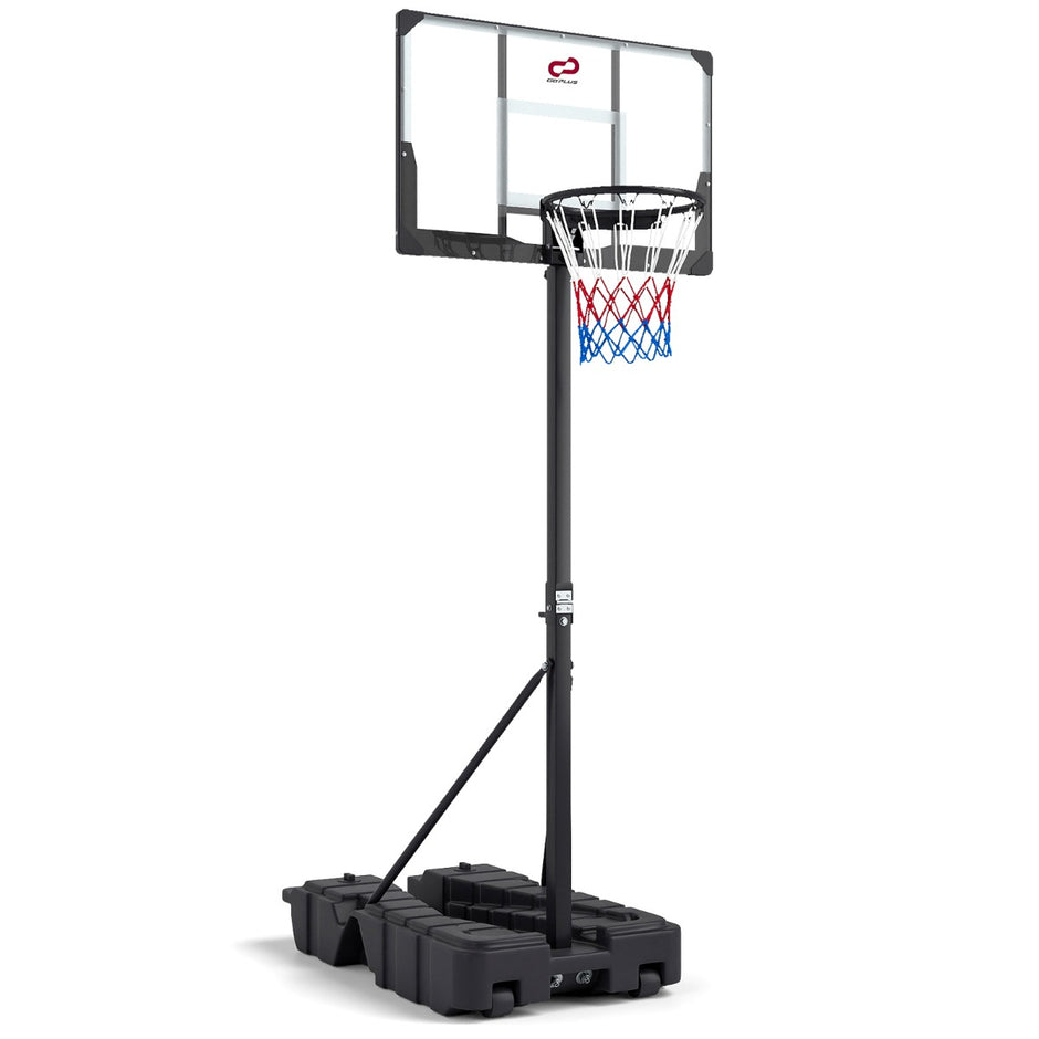 Höhenverstellbarer – Basketballkorb mit Ständer und Rädern, mobiles Korbsystem Ballaufbewahrung – 2 – Svart