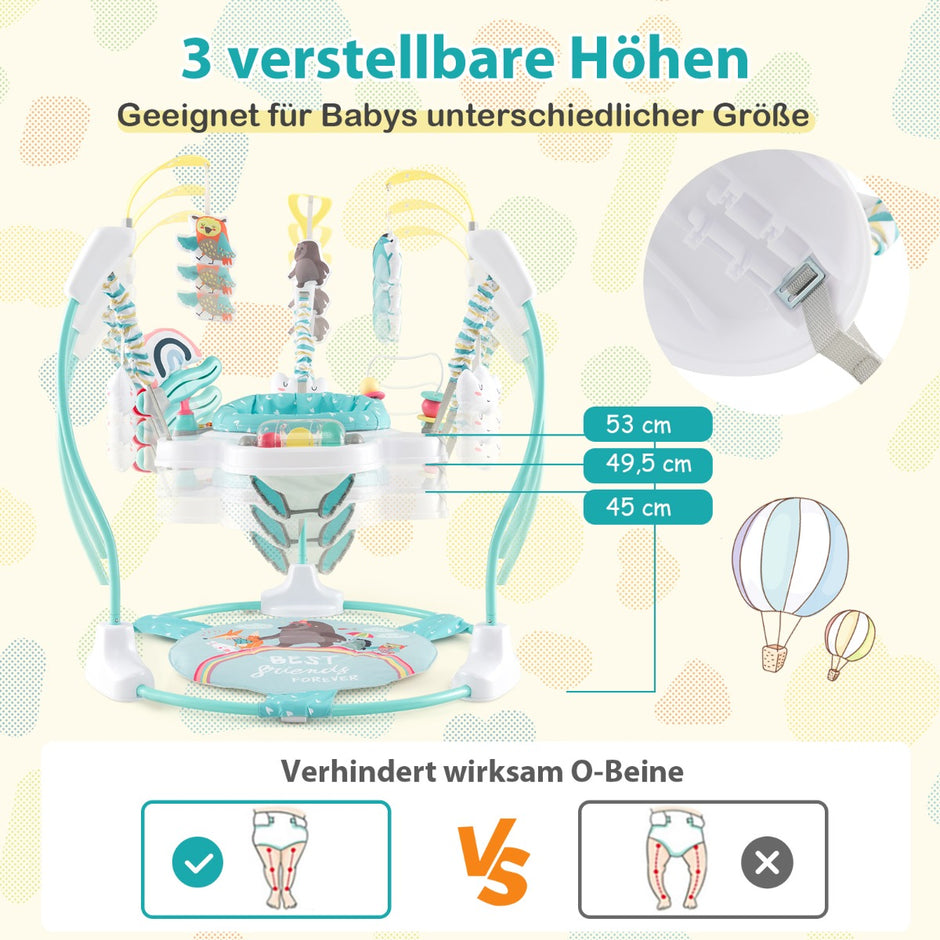 Baby – Sky Jumperoo med justerbar höjd och leksaker speldosa Walker Blue – Blå