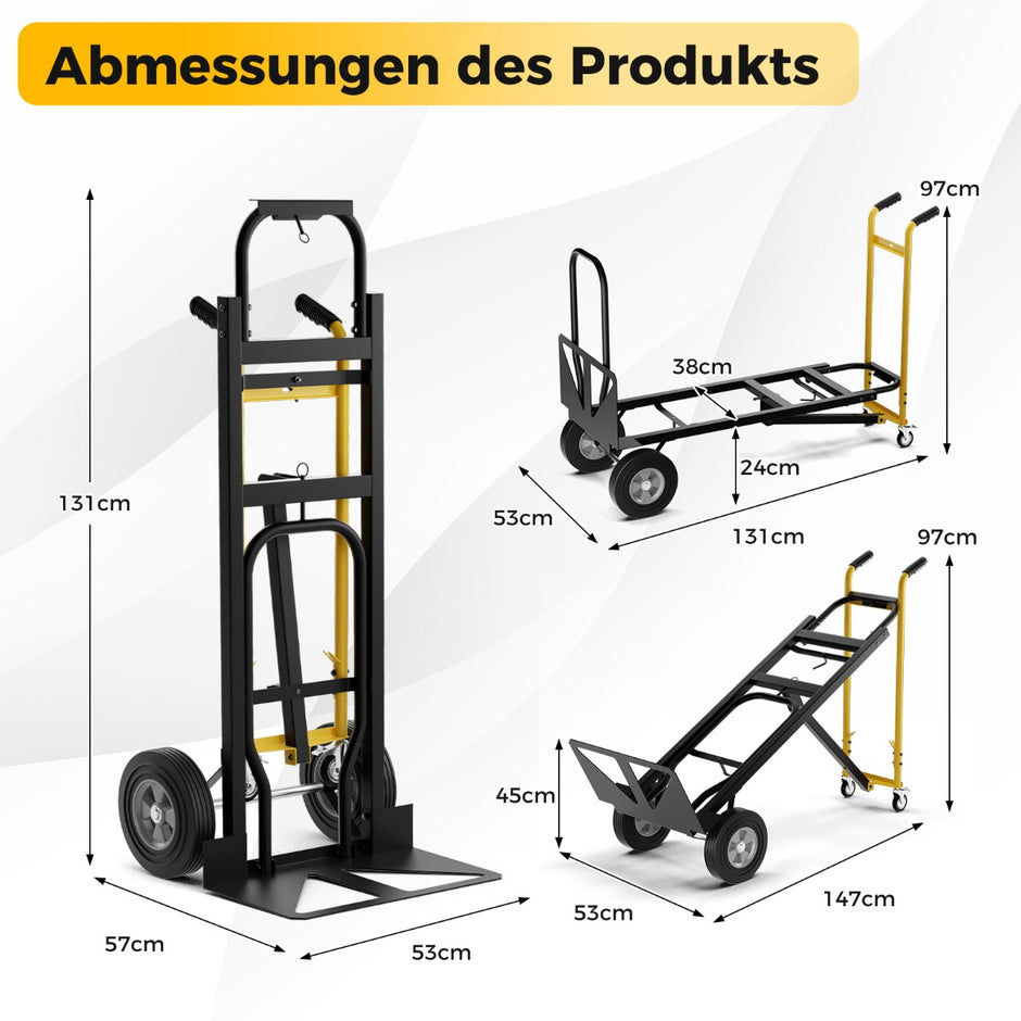 i – säckbil med gummidäck och handvagnstransportvagn bindande rep upp till lastkapacitet – 3 1 4 360 kg / 450 kg – Svart