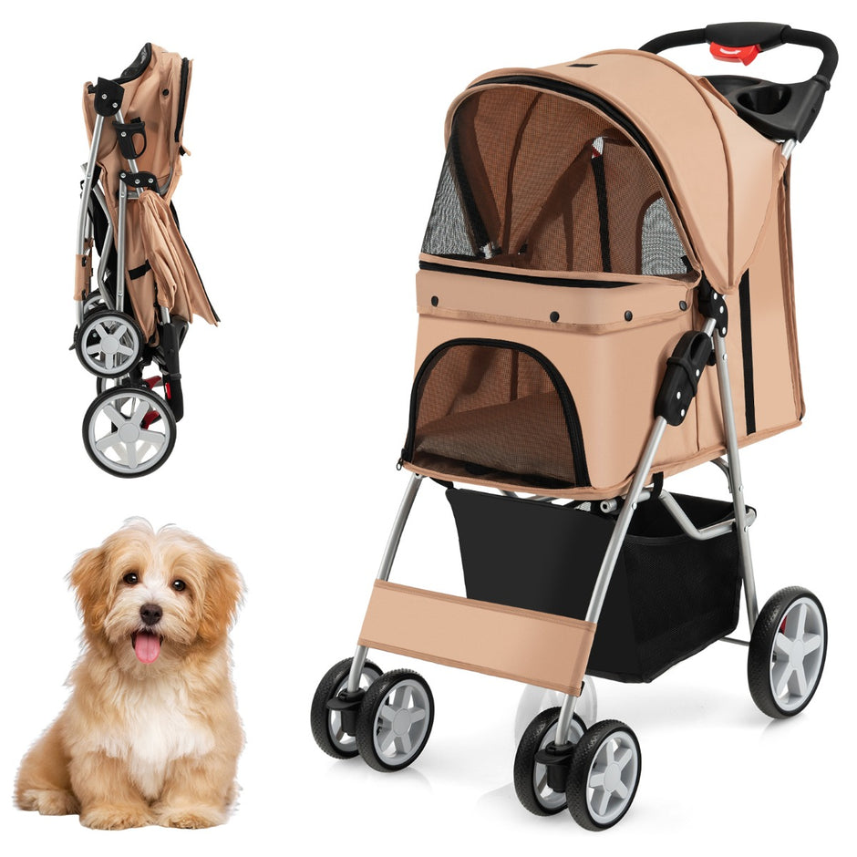 Hundvagn – Husdjursvagn upp till – 15 kg 81 x 45 x 101 cm – Beige