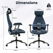 Ergonomisk – kontorsstol med linneduk och justerbart ryggstöd huvudstöd, skrivbordsstol, – . – Blå