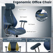 Ergonomisk – kontorsstol med linneduk och justerbart ryggstöd huvudstöd, skrivbordsstol, – . – Blå
